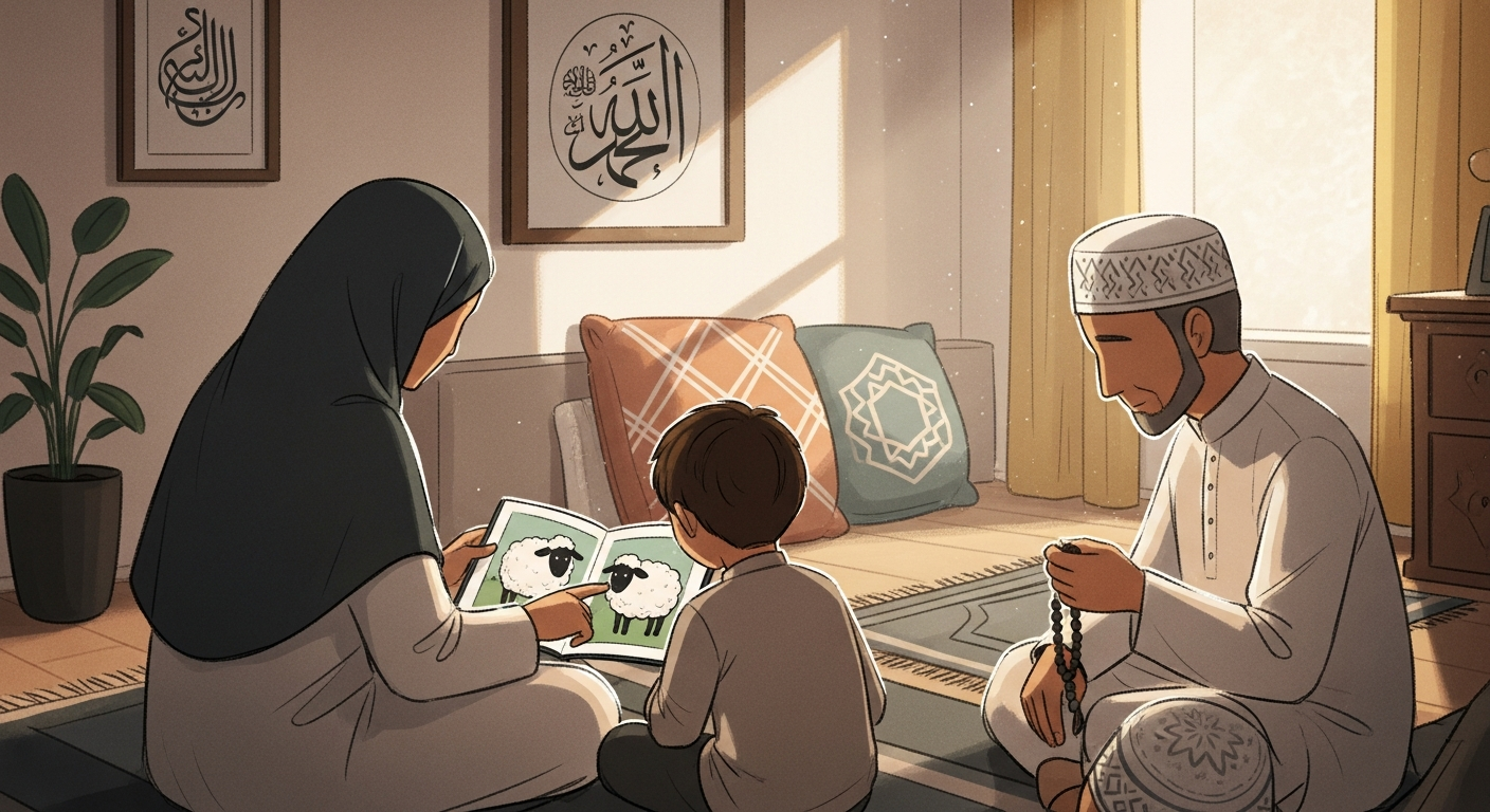 Famille musulmane heureuse après la