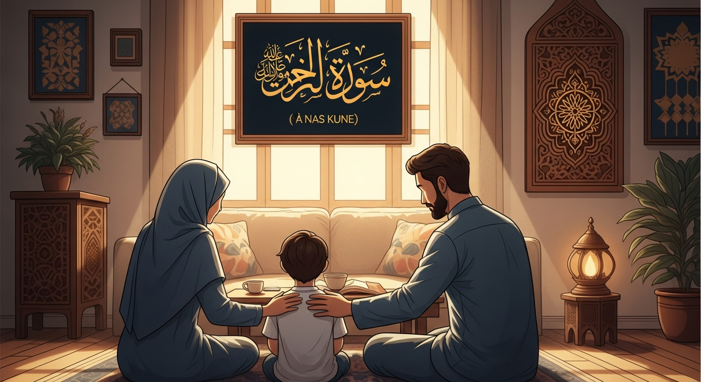 Une famille musulmane discutant autour d