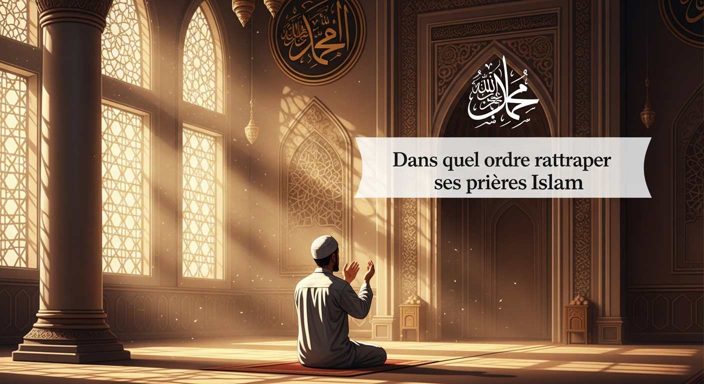 Un tapis de prière et un Coran ouvert, symbolisant la récupération des prières manquées