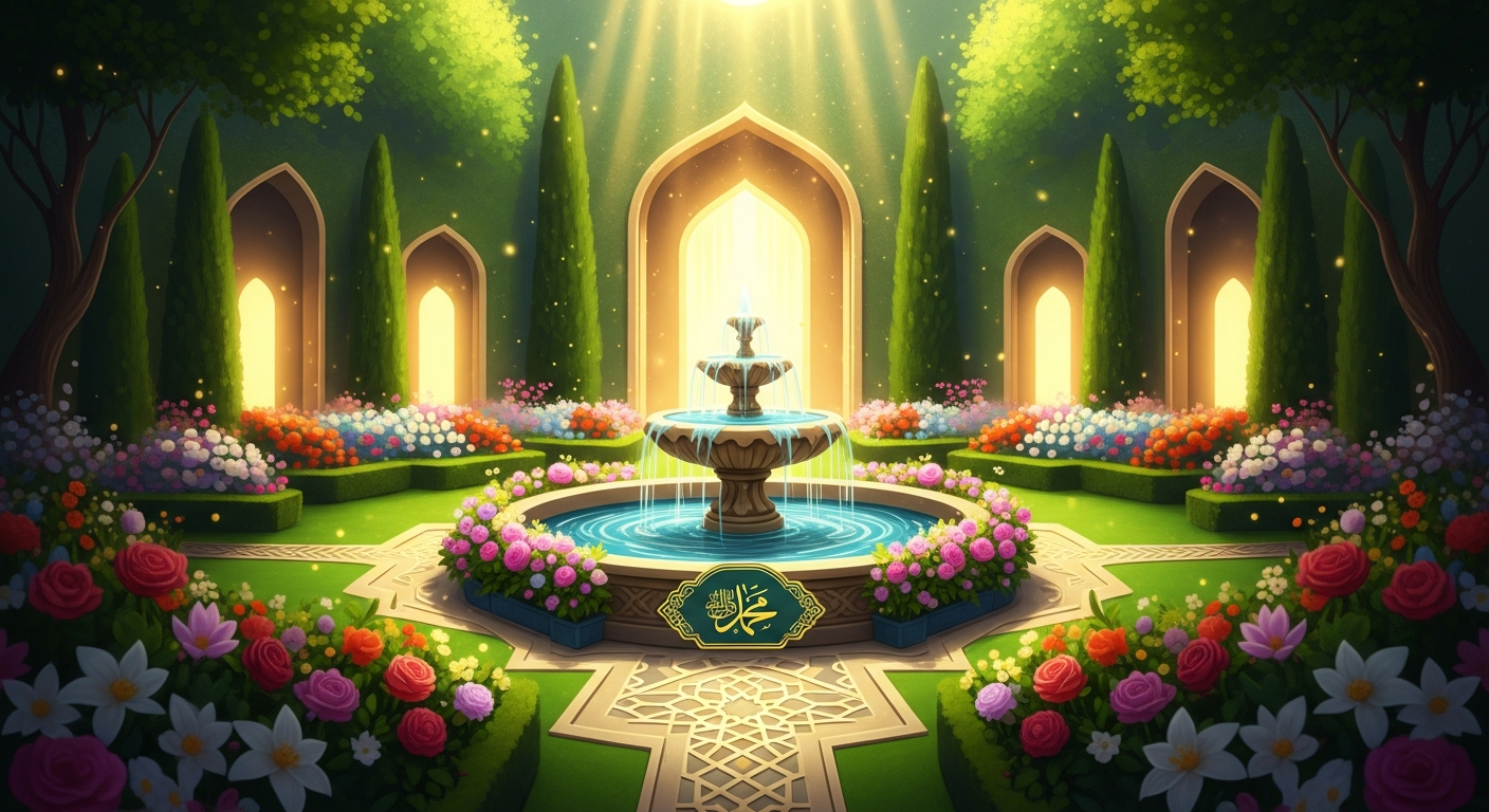 Tableau des noms des huit portes du Paradis en islam