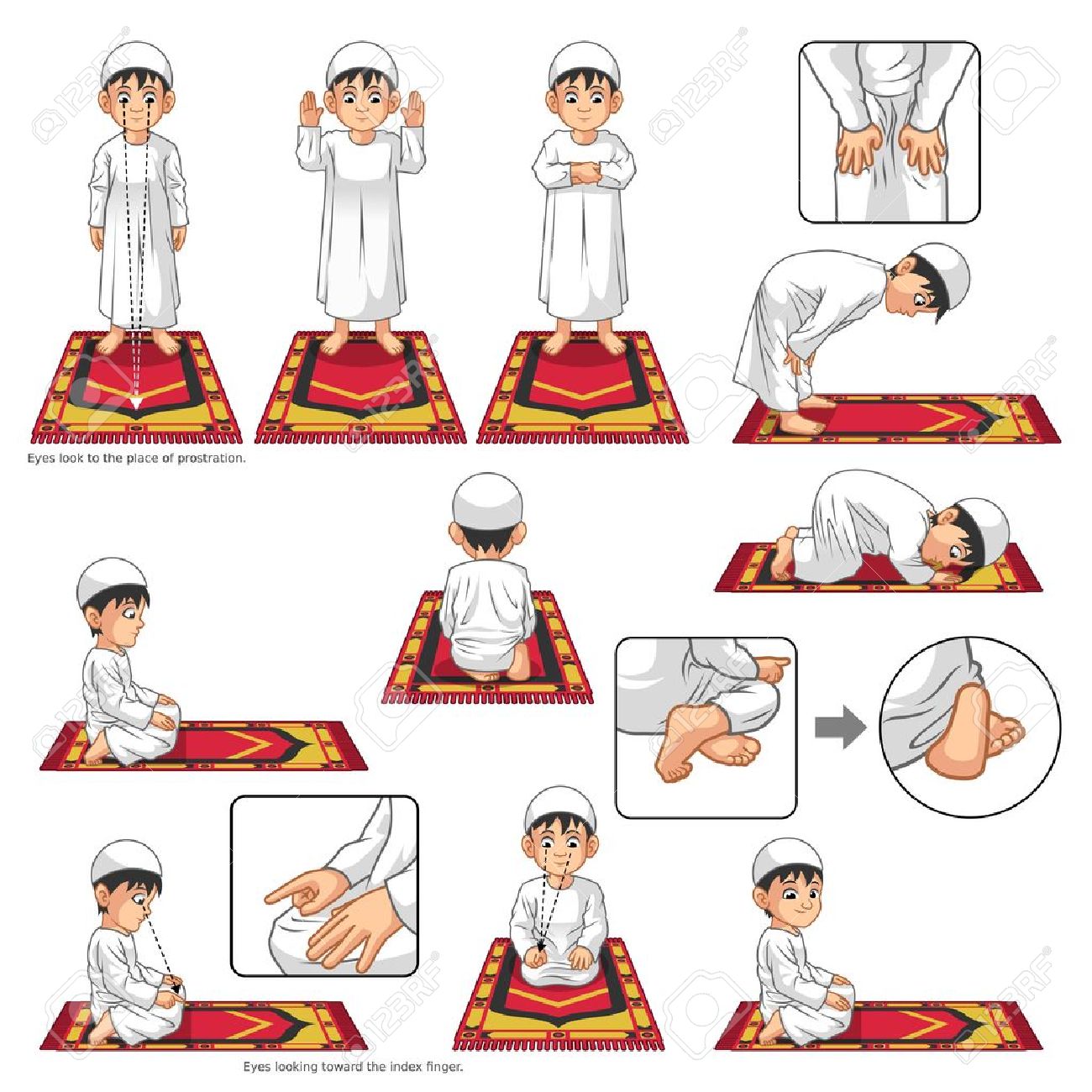 Musulman en position de prosternation (sujoud) pendant la prière islamique