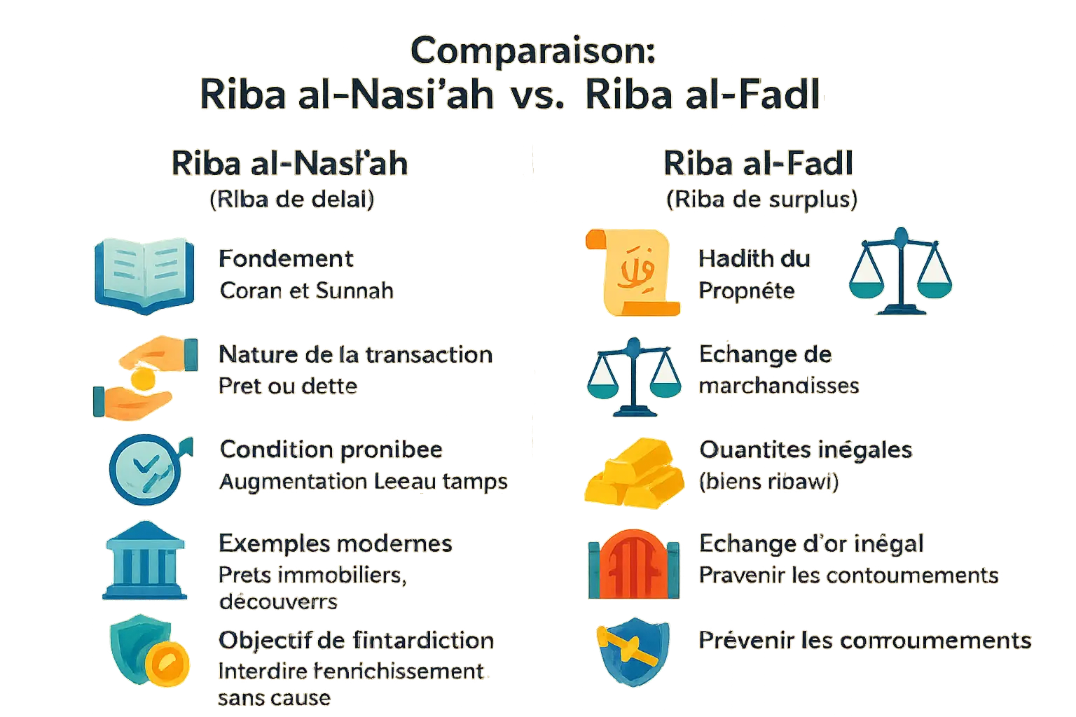 Les types de riba : Riba al-Nasi ah et Riba al-Fadl